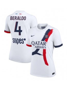 Billige Paris Saint-Germain Lucas Beraldo #4 Bortedrakt Dame 2025-26 Kortermet